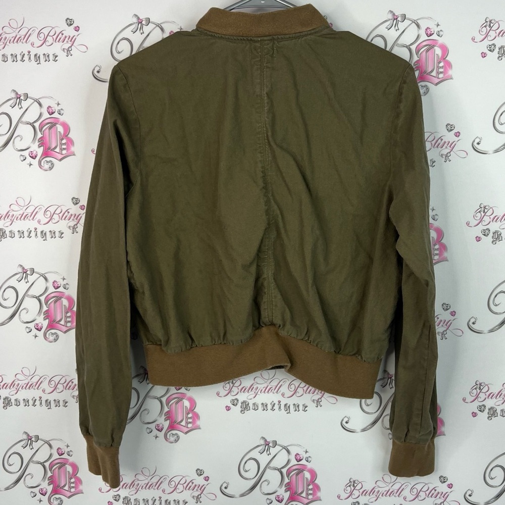 Effetti Moda coat zip up brown green Olive Bomber Jacket pockets cargo - Picture 2 of 10